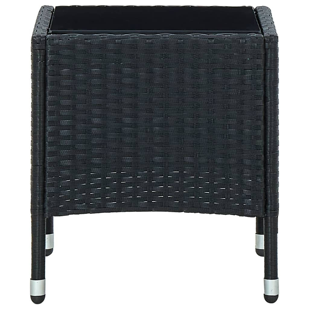 Outdoor Patio Poly Rattan Garden Side Coffee Table With Glass Top Outside Tables