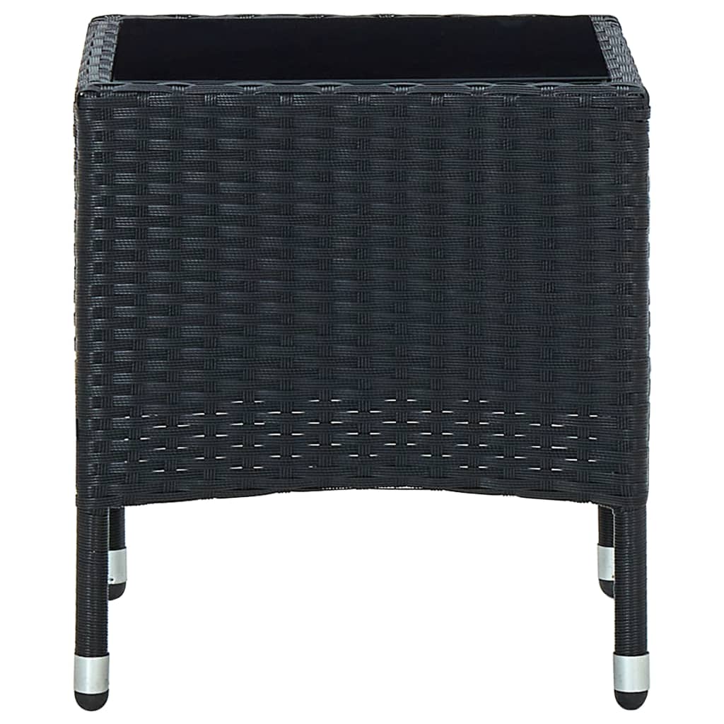 Outdoor Patio Poly Rattan Garden Side Coffee Table With Glass Top Outside Tables