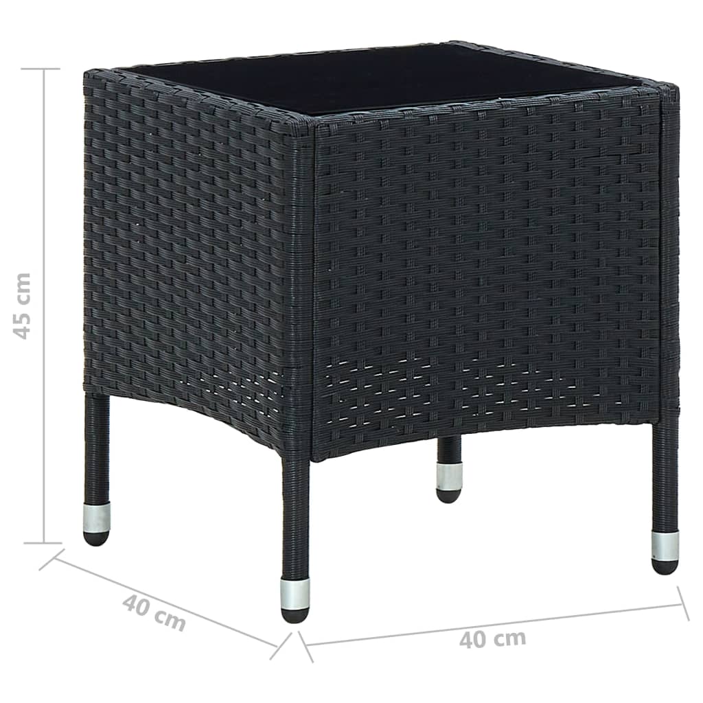 Outdoor Patio Poly Rattan Garden Side Coffee Table With Glass Top Outside Tables