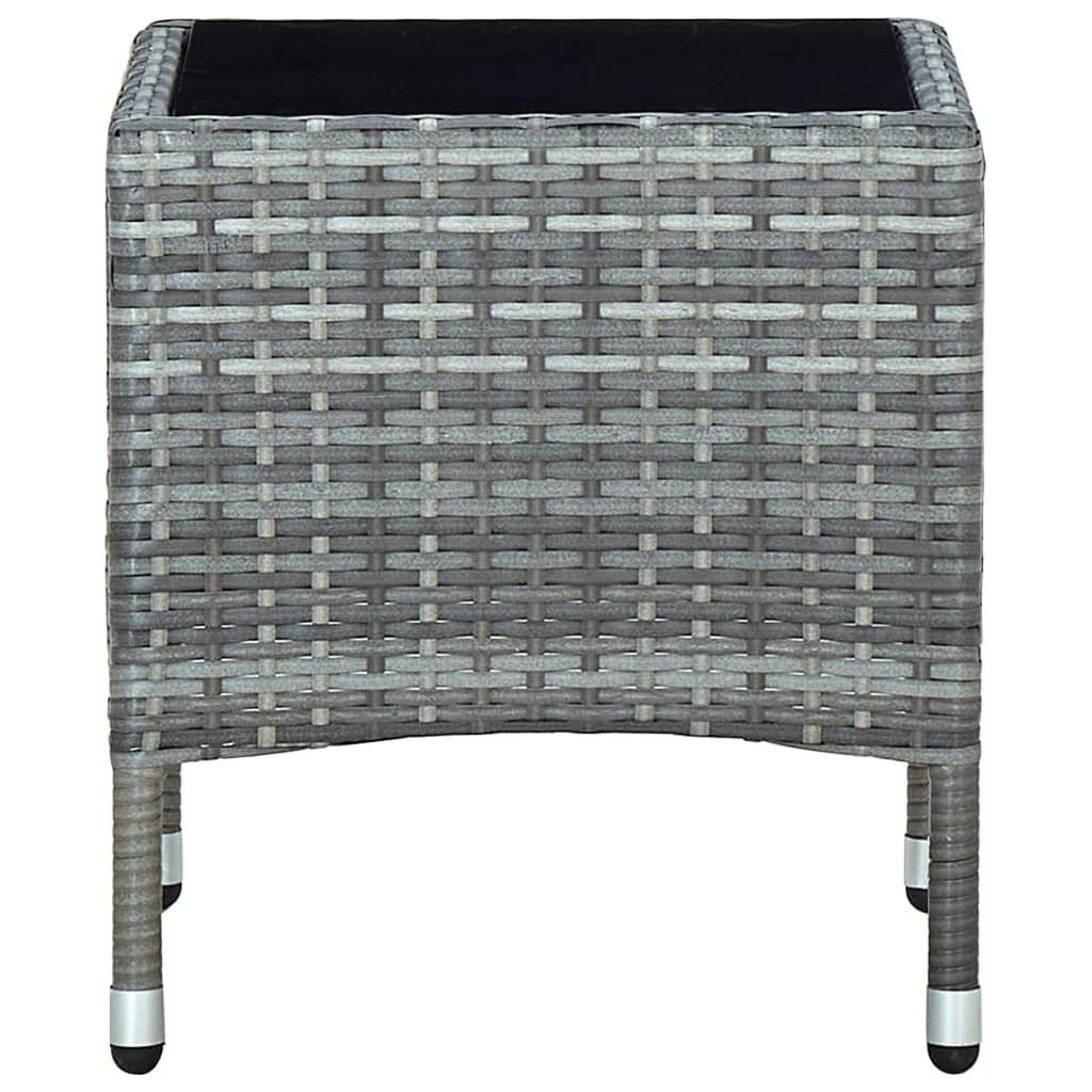 Outdoor Patio Poly Rattan Garden Side Coffee Table With Glass Top Outside Tables