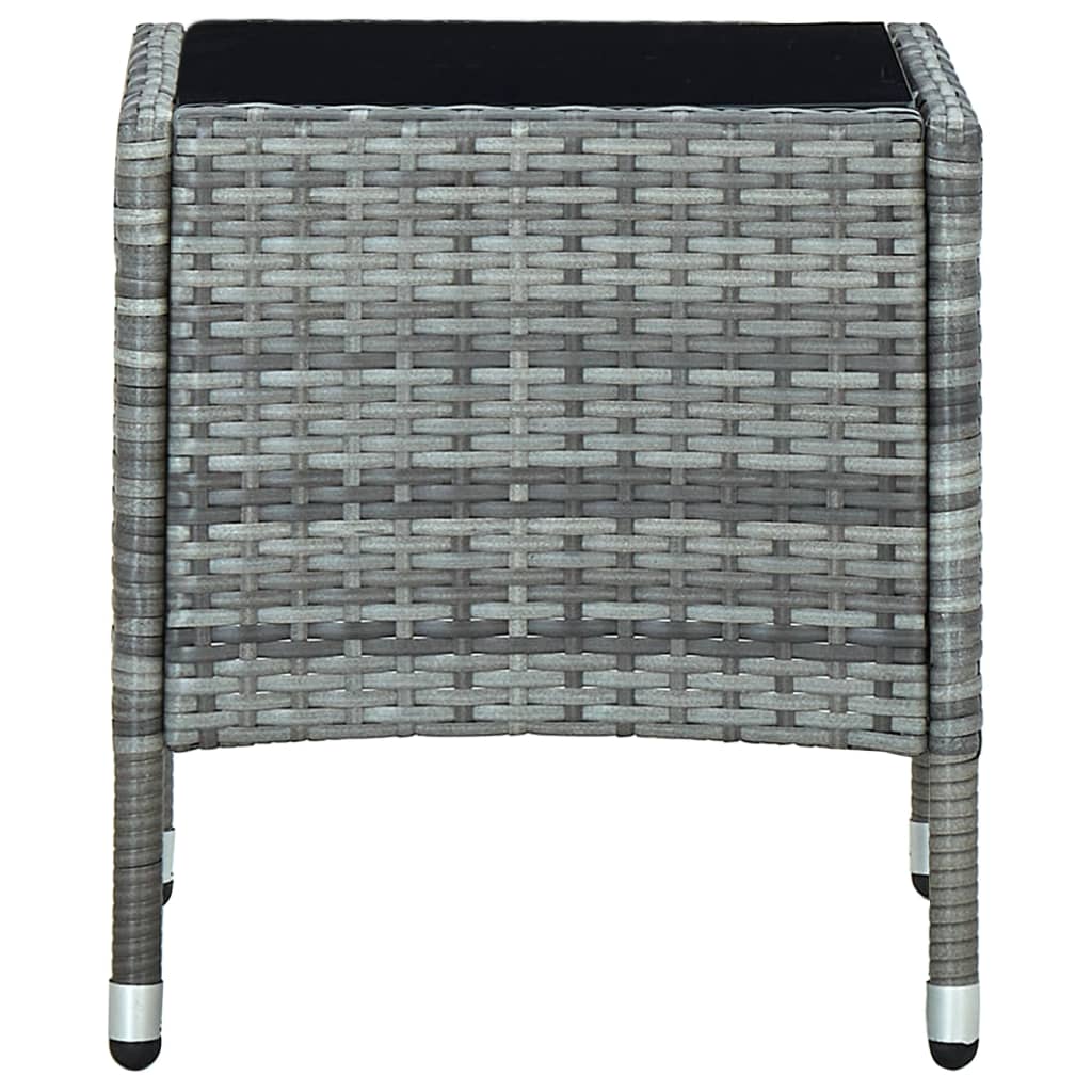 Outdoor Patio Poly Rattan Garden Side Coffee Table With Glass Top Outside Tables
