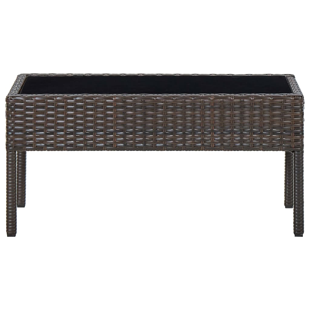 Outdoor Patio Poly Rattan Garden Coffee Table With Glass Top Balcony Tables