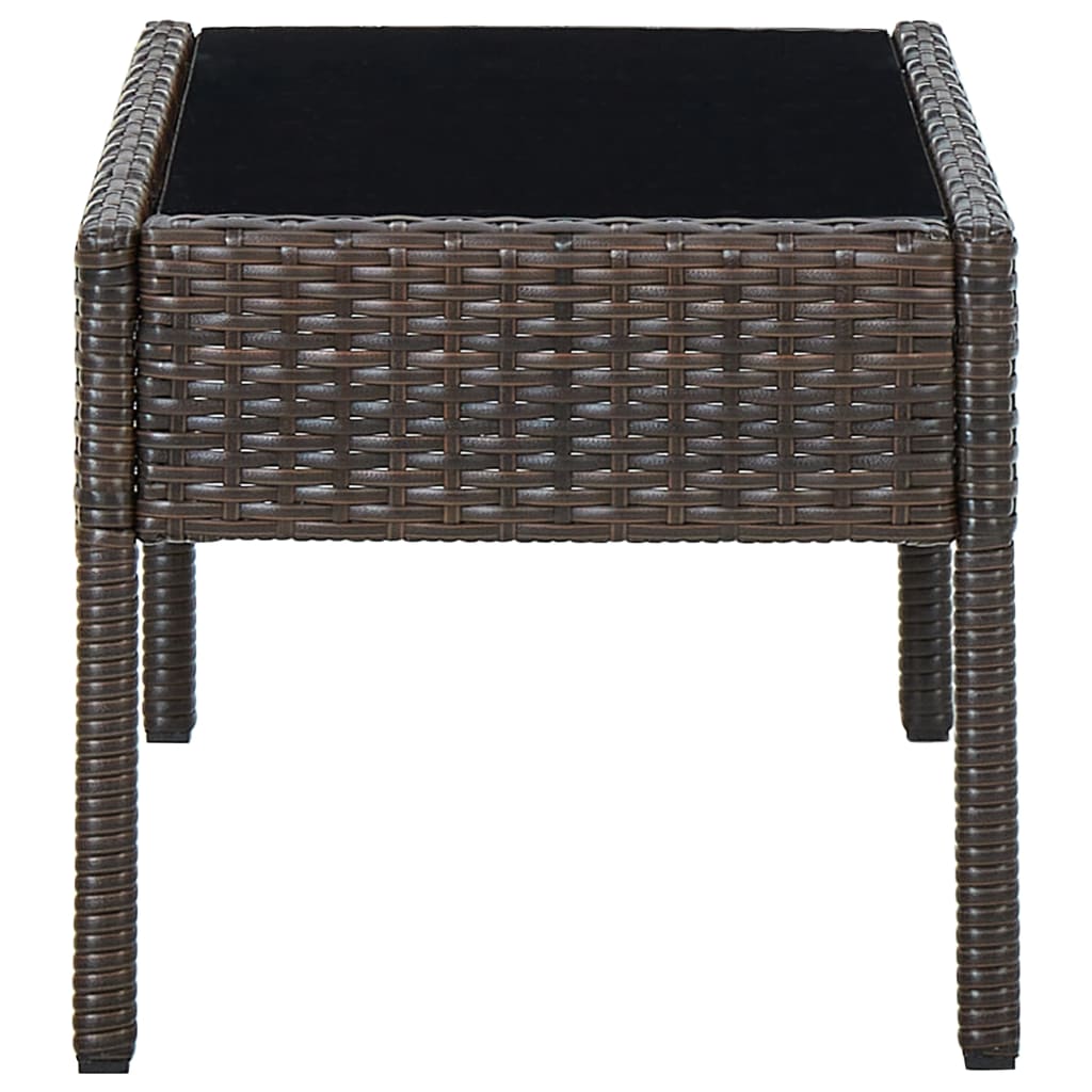 Outdoor Patio Poly Rattan Garden Coffee Table With Glass Top Balcony Tables