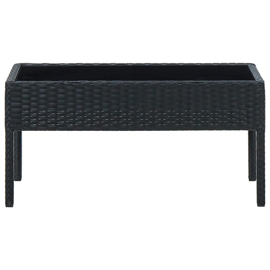 Outdoor Patio Poly Rattan Garden Coffee Table With Glass Top Balcony Tables