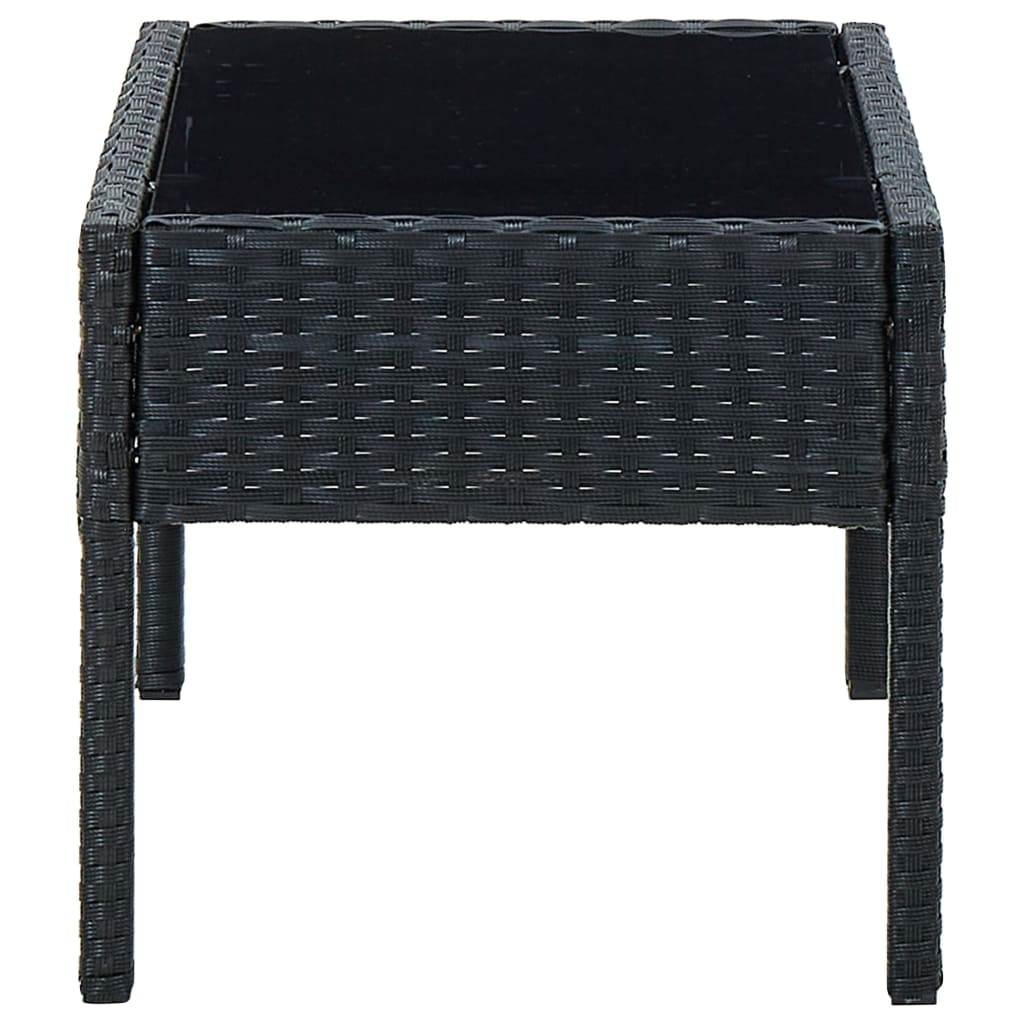 Outdoor Patio Poly Rattan Garden Coffee Table With Glass Top Balcony Tables