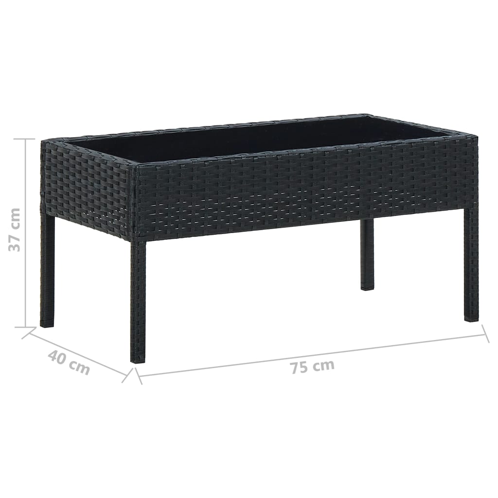 Outdoor Patio Poly Rattan Garden Coffee Table With Glass Top Balcony Tables