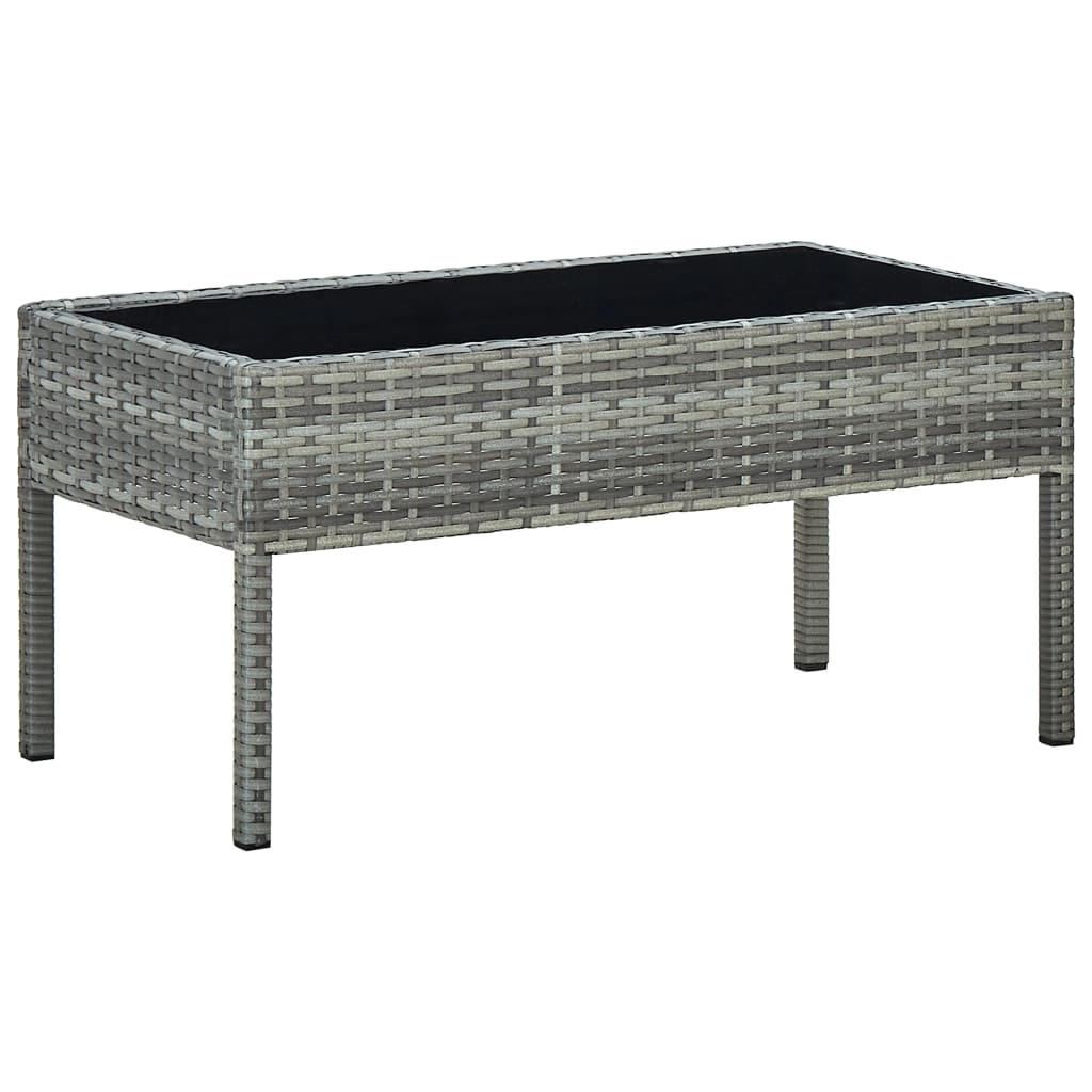 Outdoor Patio Poly Rattan Garden Coffee Table With Glass Top Balcony Tables