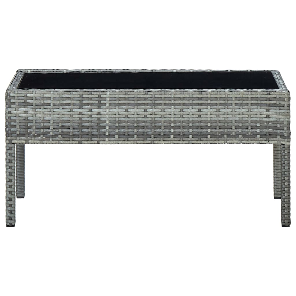 Outdoor Patio Poly Rattan Garden Coffee Table With Glass Top Balcony Tables