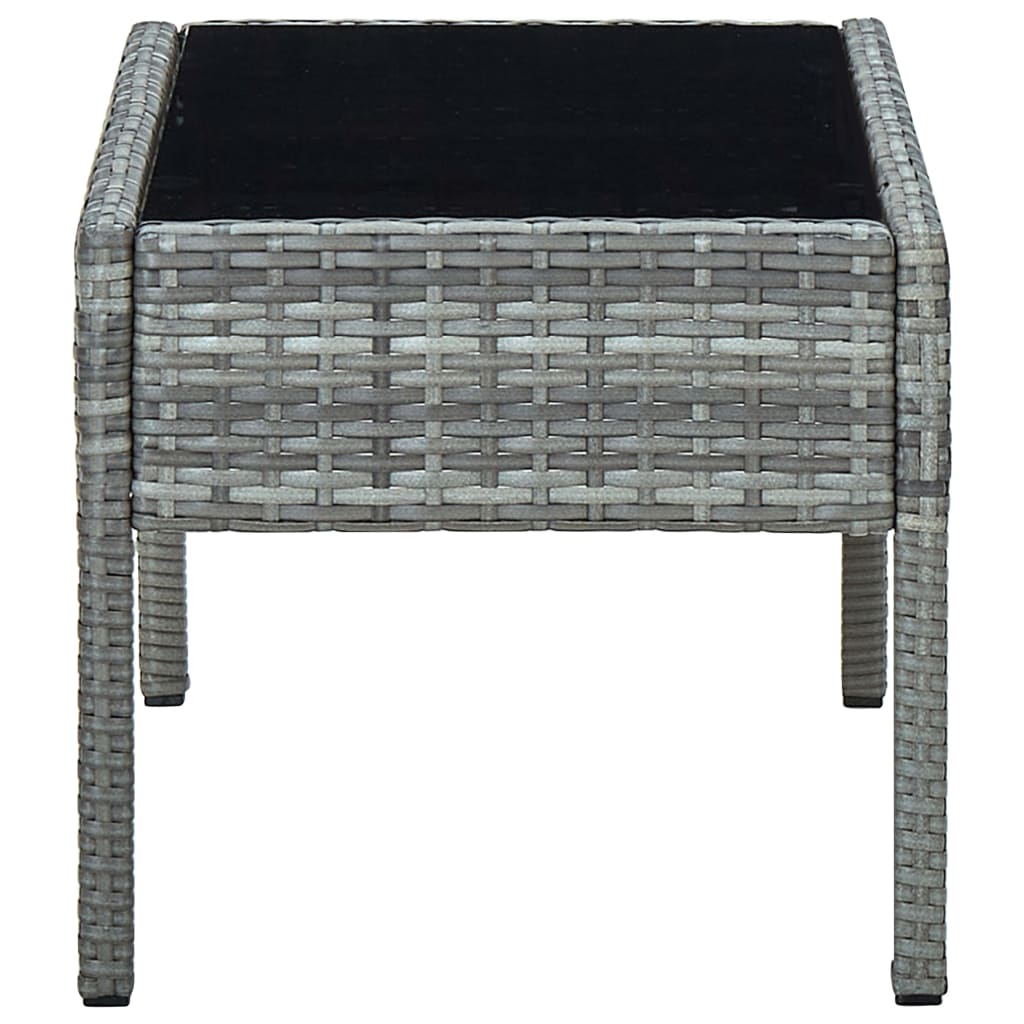Outdoor Patio Poly Rattan Garden Coffee Table With Glass Top Balcony Tables