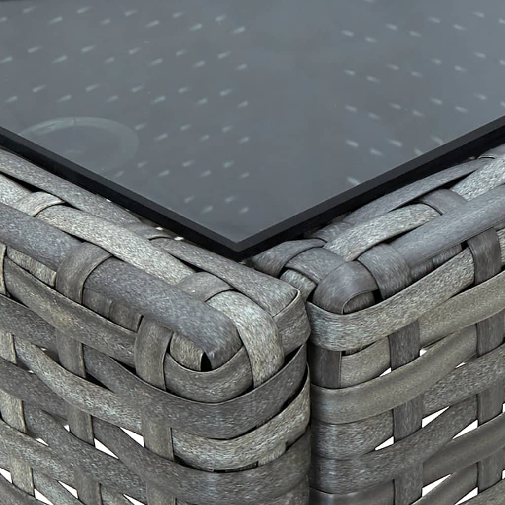 Outdoor Patio Poly Rattan Garden Coffee Table With Glass Top Balcony Tables