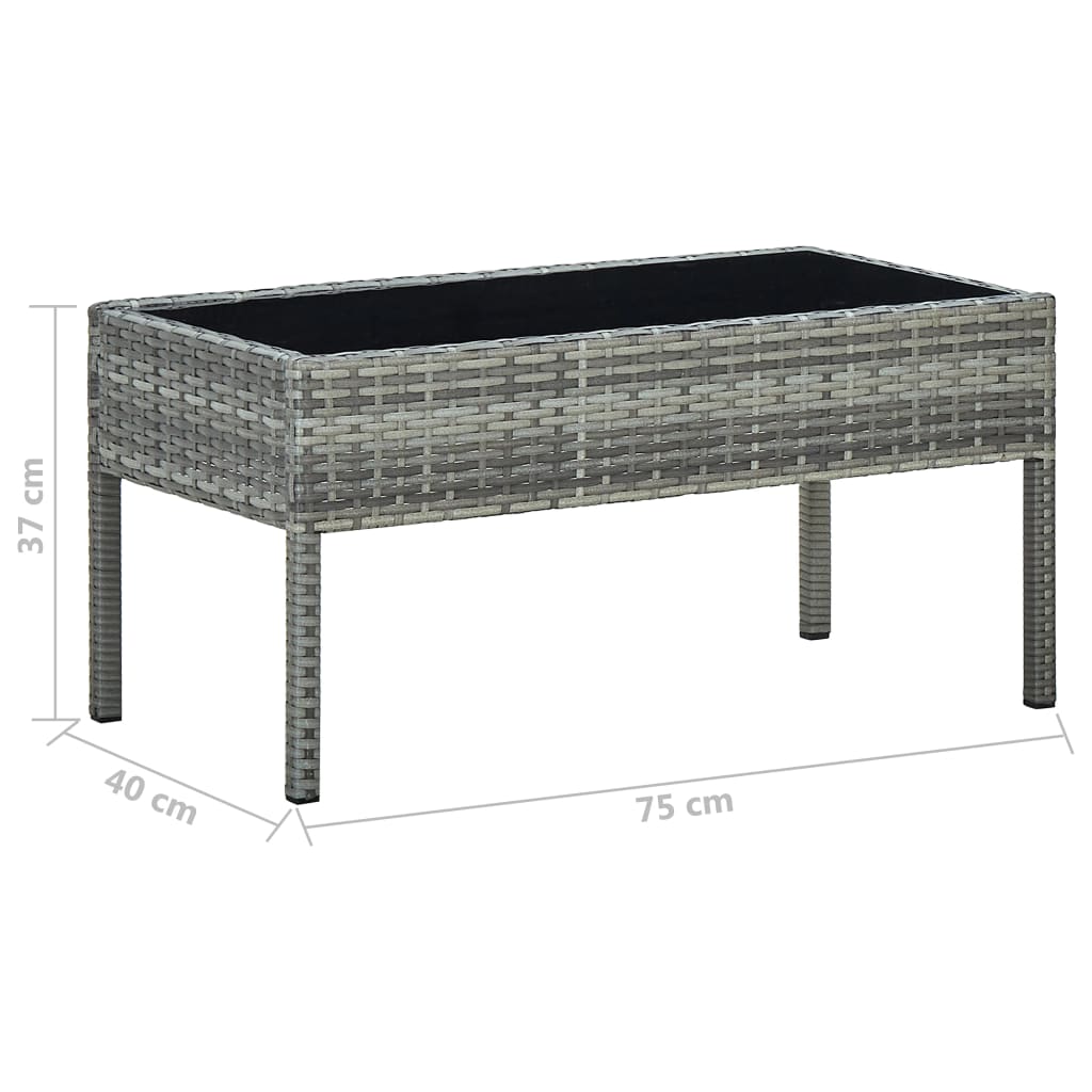 Outdoor Patio Poly Rattan Garden Coffee Table With Glass Top Balcony Tables