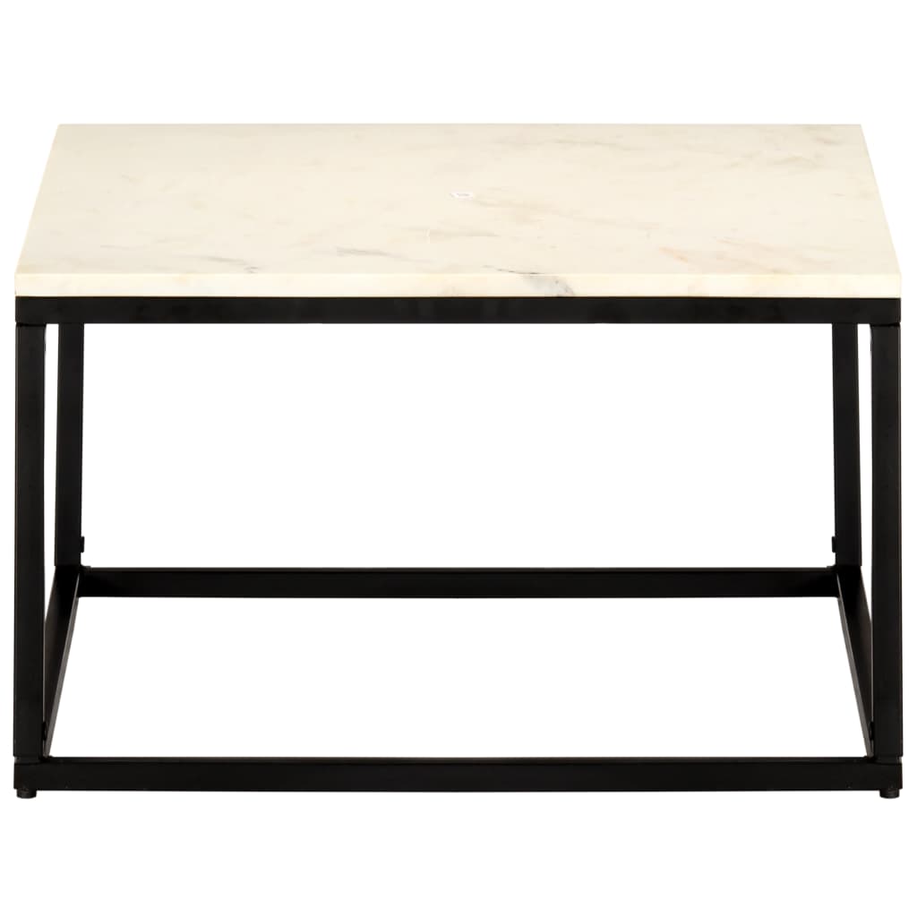 Coffee Table White 60x60x35 cm Real Stone with Marble Texture