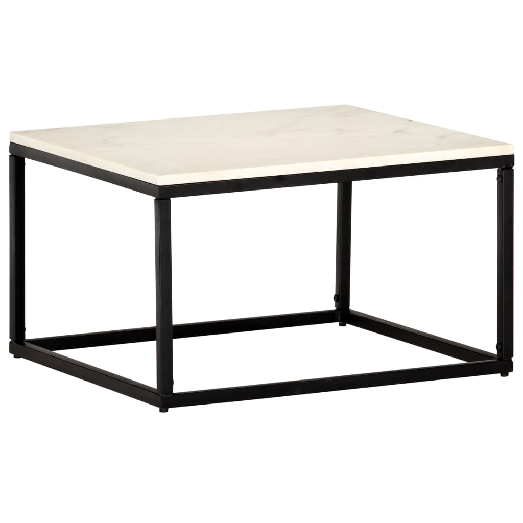 Coffee Table White 60x60x35 cm Real Stone with Marble Texture