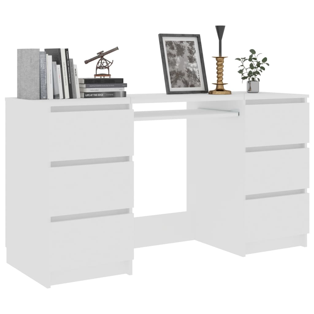 Modern Wooden Home Office Computer Desk Table With 6 Storage Drawers