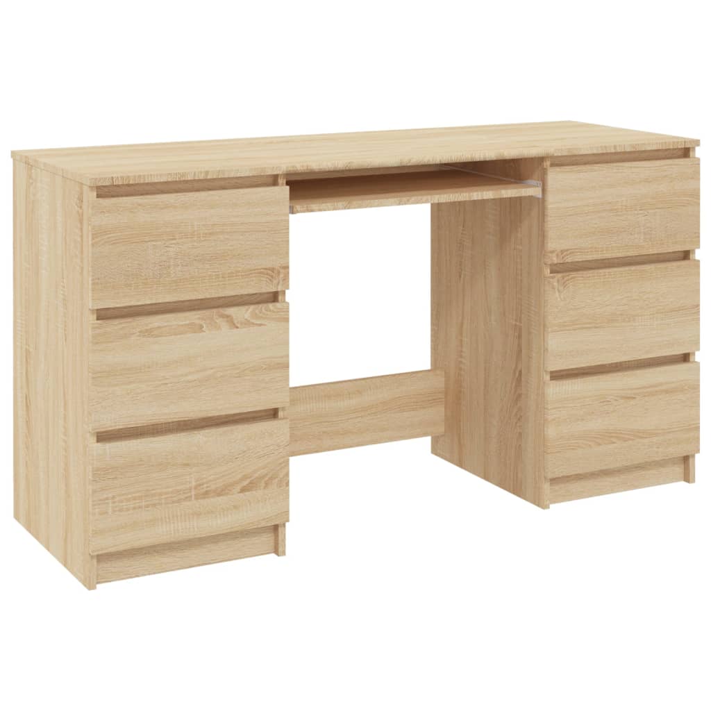 Modern Wooden Home Office Computer Desk Table With 6 Storage Drawers