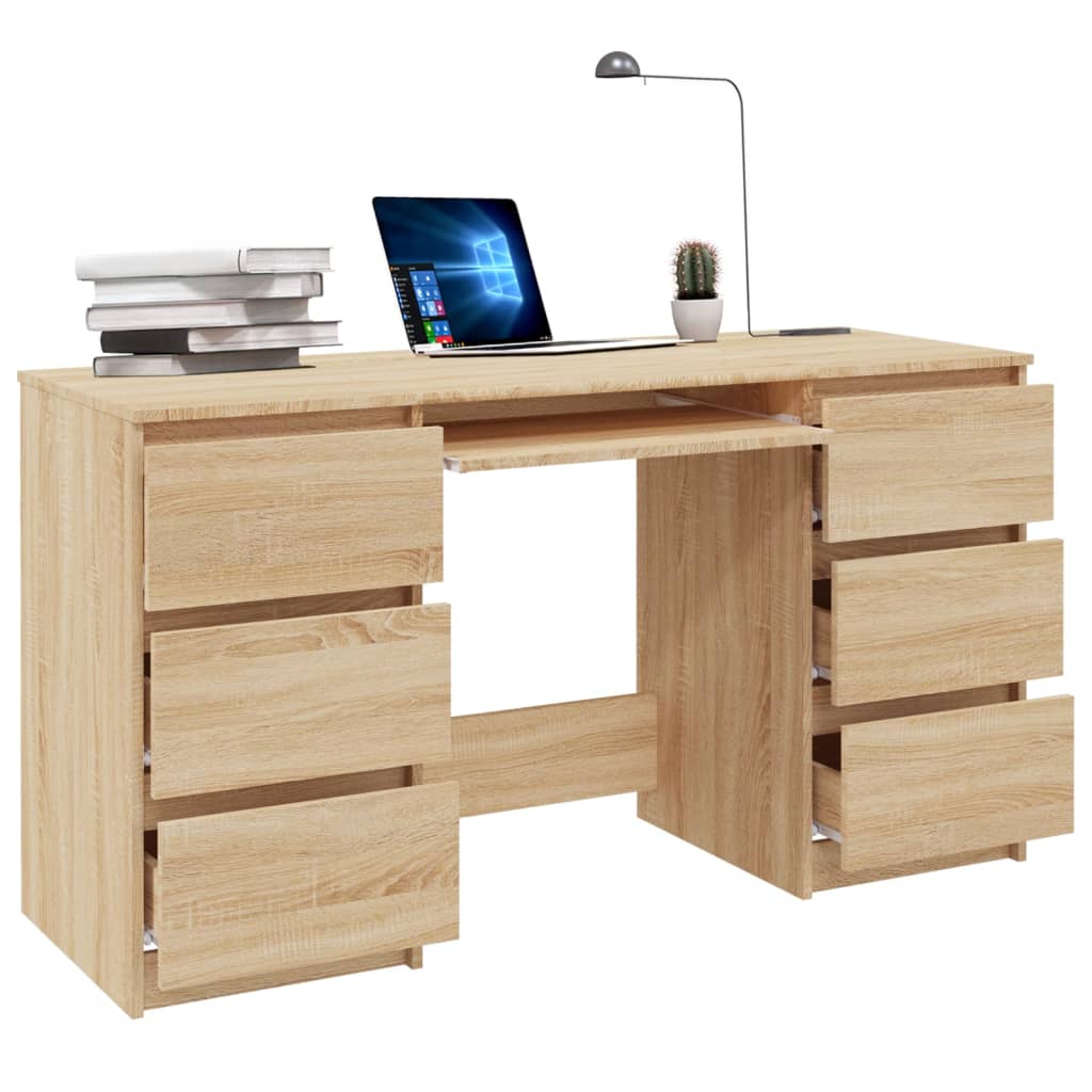 Modern Wooden Home Office Computer Desk Table With 6 Storage Drawers
