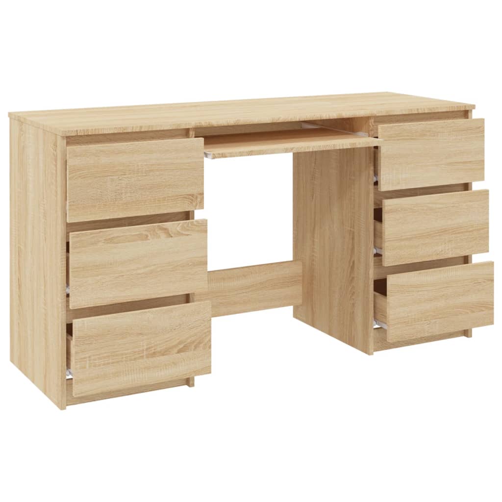 Modern Wooden Home Office Computer Desk Table With 6 Storage Drawers