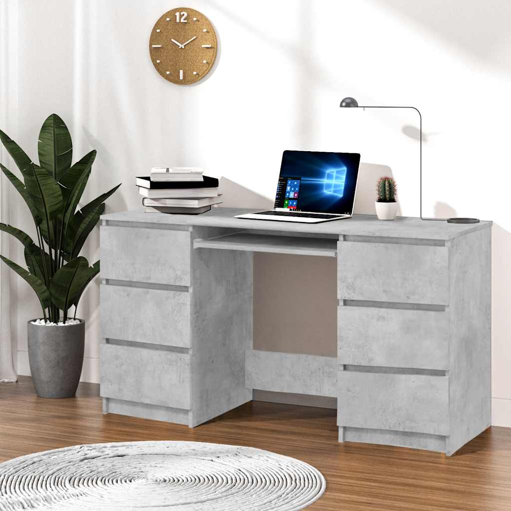 Modern Wooden Home Office Computer Desk Table With 6 Storage Drawers