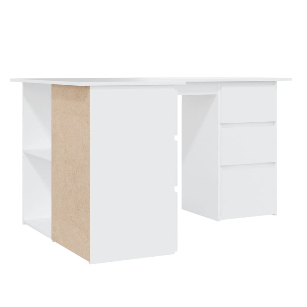 Modern Wooden Home Office L-Shape Corner Computer Desk Table With Drawers