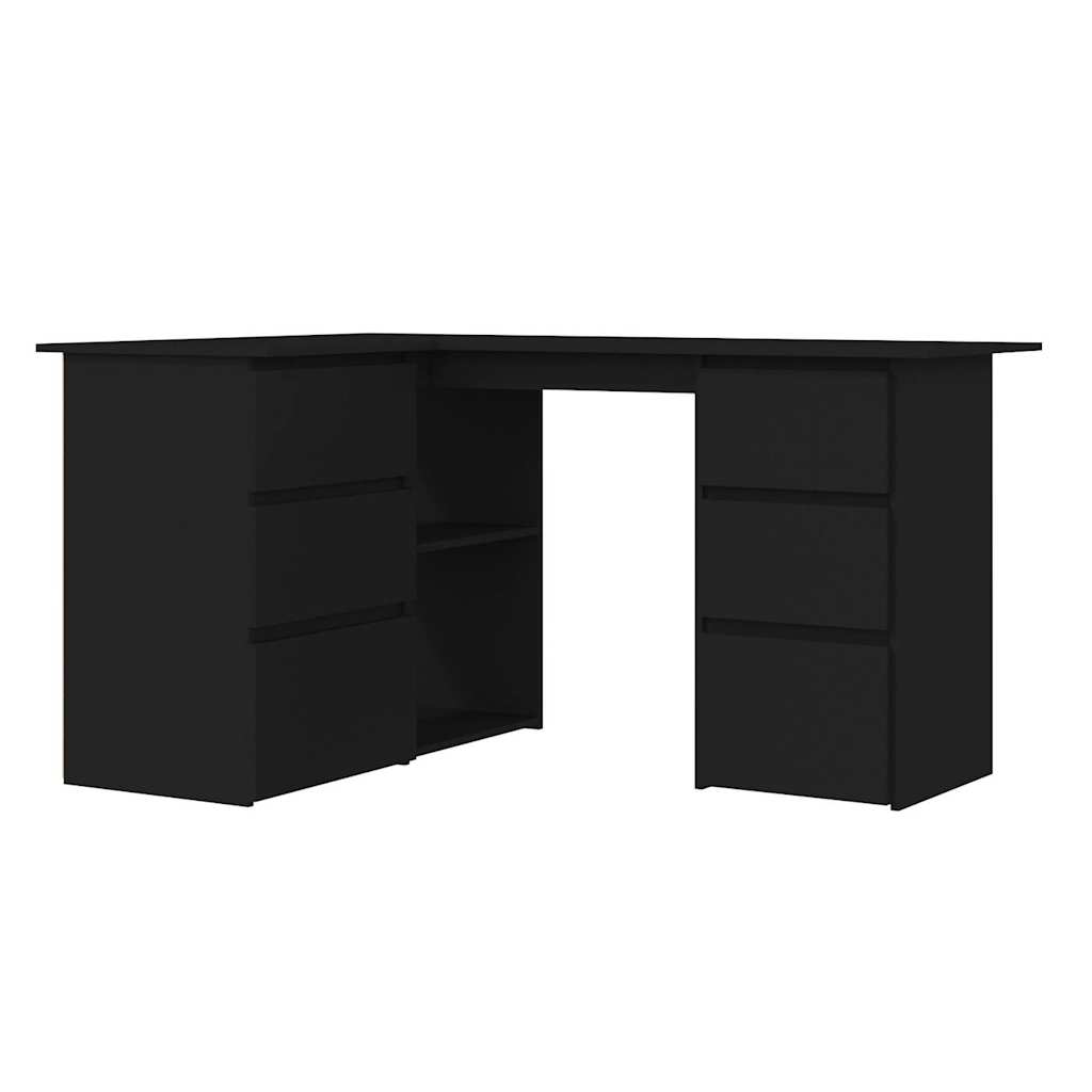 Modern Wooden Home Office L-Shape Corner Computer Desk Table With Drawers