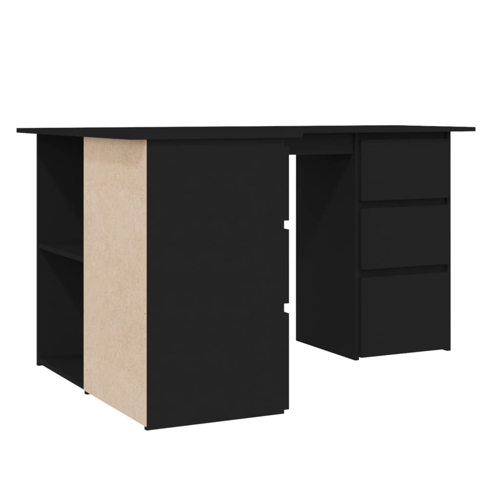 Modern Wooden Home Office L-Shape Corner Computer Desk Table With Drawers