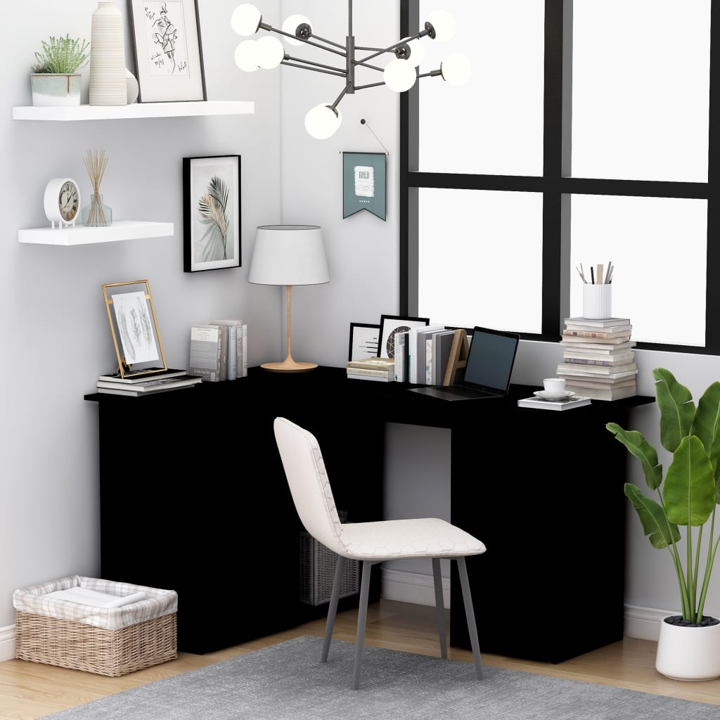 Modern Wooden Home Office L-Shape Corner Computer Desk Table With Drawers