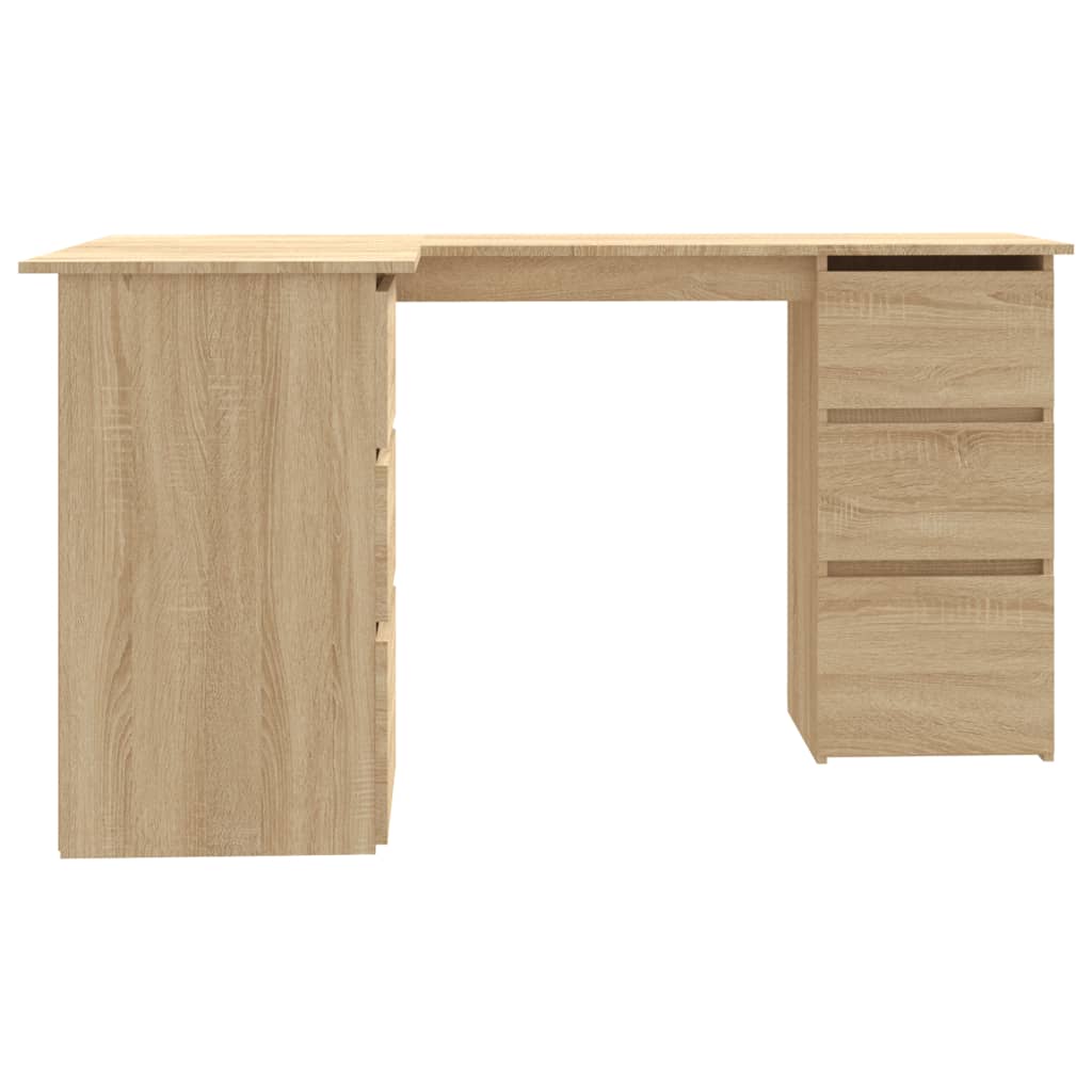 Modern Wooden Home Office L-Shape Corner Computer Desk Table With Drawers