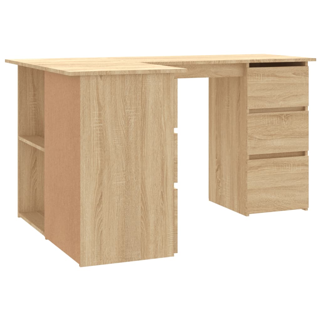 Modern Wooden Home Office L-Shape Corner Computer Desk Table With Drawers