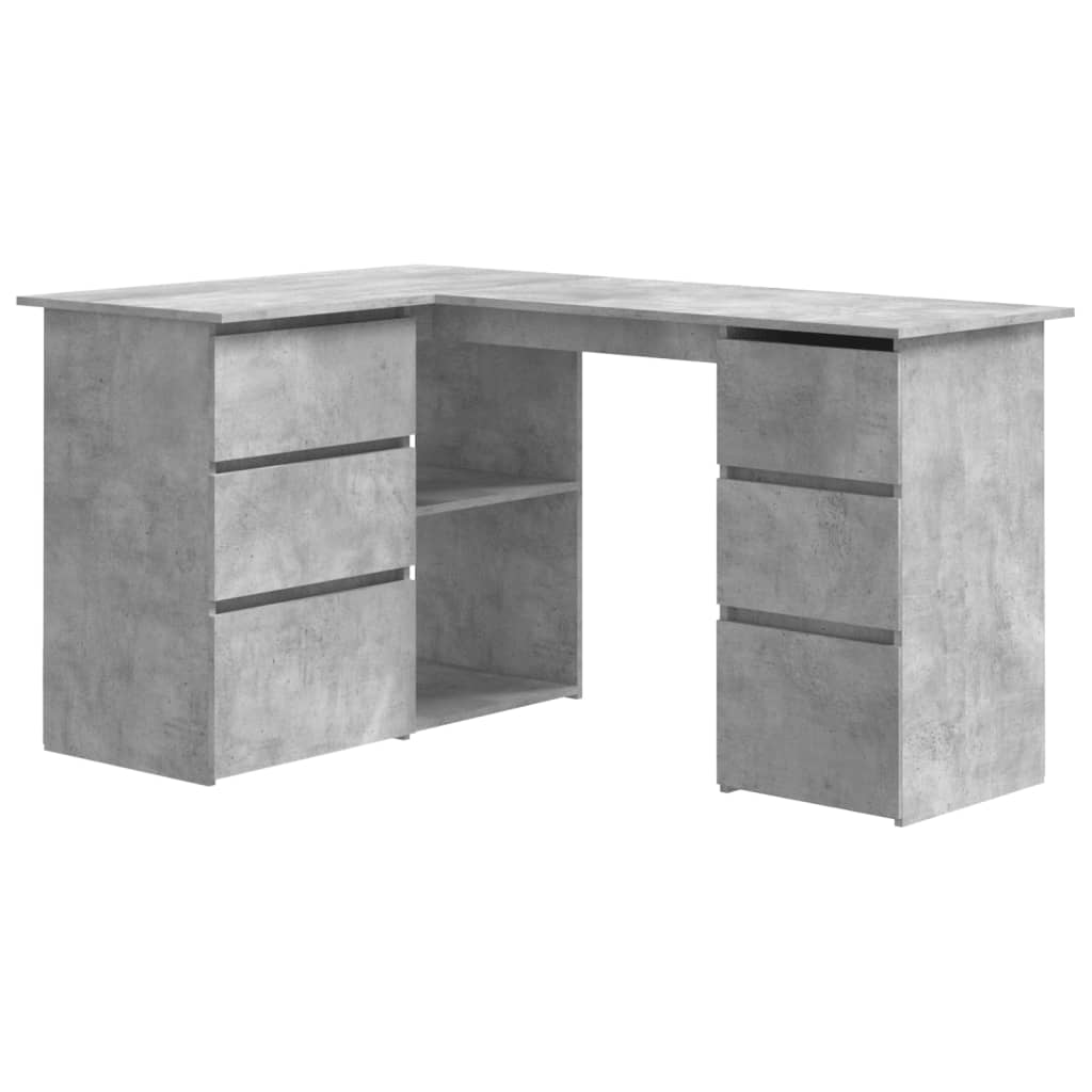 Modern Wooden Home Office L-Shape Corner Computer Desk Table With Drawers