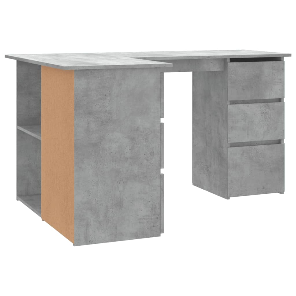 Modern Wooden Home Office L-Shape Corner Computer Desk Table With Drawers