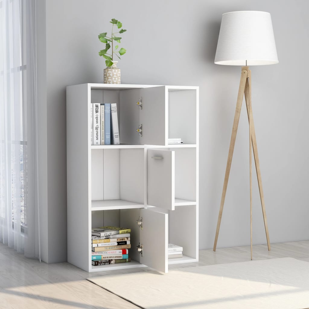 Modern Wooden Home Storage Cabinet Bookcase With 3 Doors & Shelves Wood