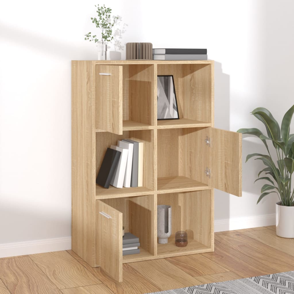 Modern Wooden Home Storage Cabinet Bookcase With 3 Doors & Shelves Wood