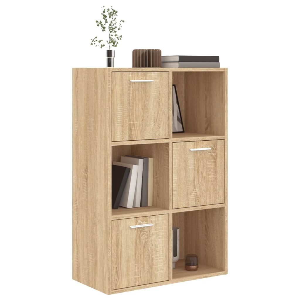 Modern Wooden Home Storage Cabinet Bookcase With 3 Doors & Shelves Wood