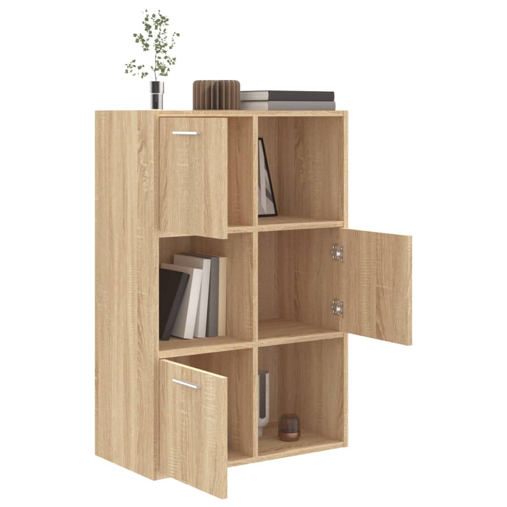 Modern Wooden Home Storage Cabinet Bookcase With 3 Doors & Shelves Wood