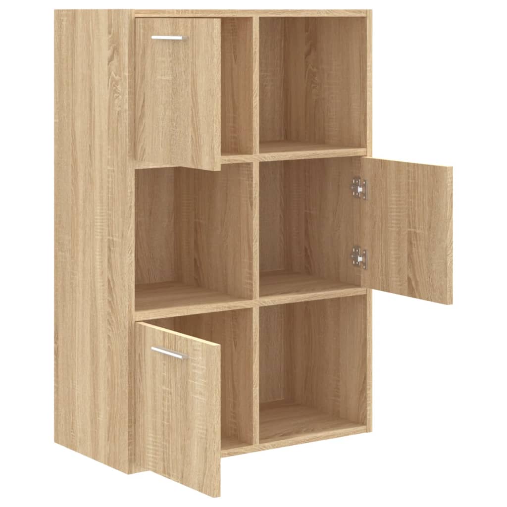 Modern Wooden Home Storage Cabinet Bookcase With 3 Doors & Shelves Wood