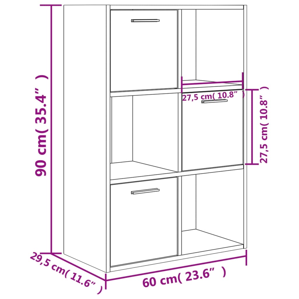 Modern Wooden Home Storage Cabinet Bookcase With 3 Doors & Shelves Wood