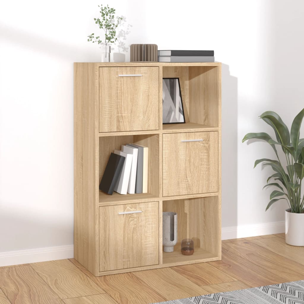 Modern Wooden Home Storage Cabinet Bookcase With 3 Doors & Shelves Wood