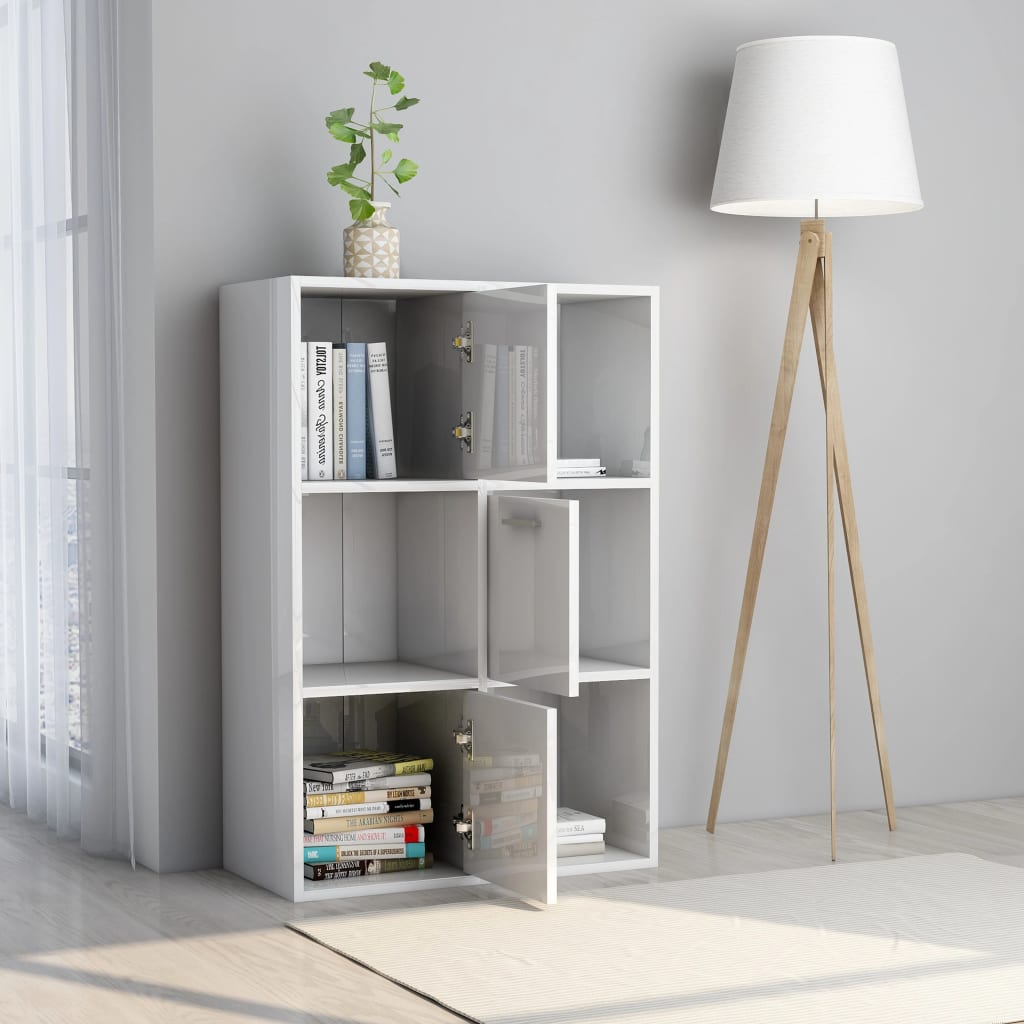Modern Wooden Home Storage Cabinet Bookcase With 3 Doors & Shelves Wood