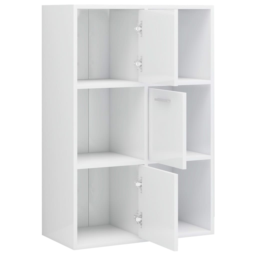 Modern Wooden Home Storage Cabinet Bookcase With 3 Doors & Shelves Wood