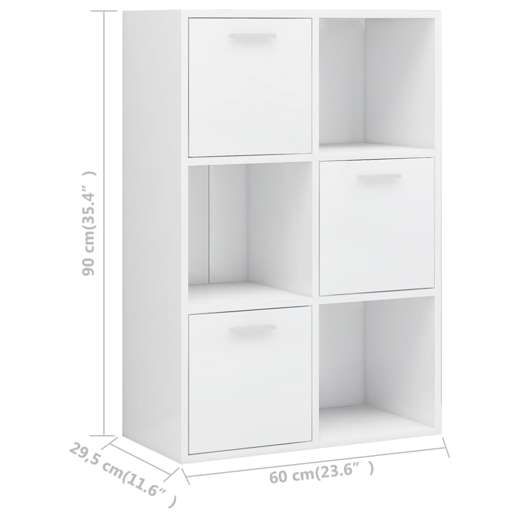 Modern Wooden Home Storage Cabinet Bookcase With 3 Doors & Shelves Wood