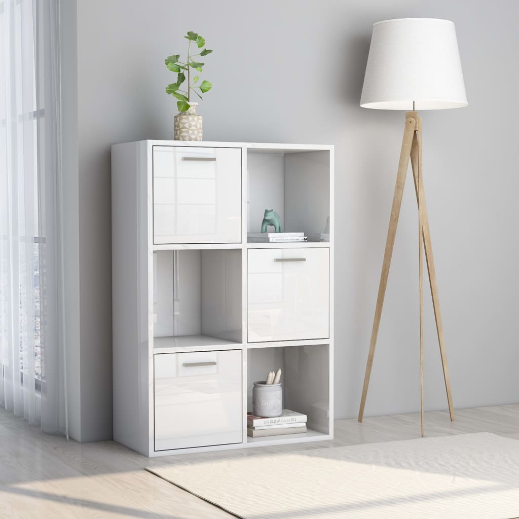 Modern Wooden Home Storage Cabinet Bookcase With 3 Doors & Shelves Wood