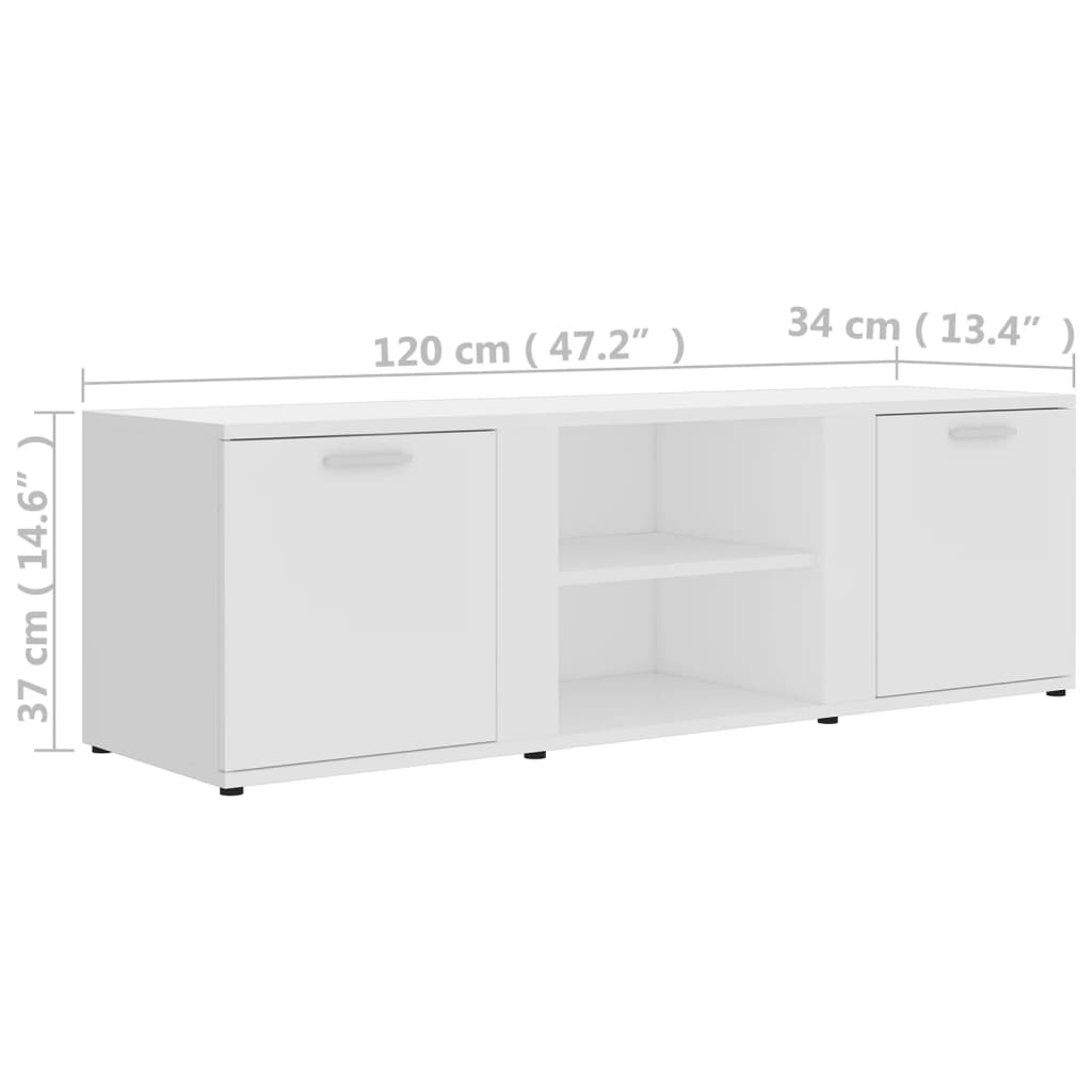 Modern Wooden TV Tele Stand Media Unit Cabinet With 2 Doors & Storage Shelf