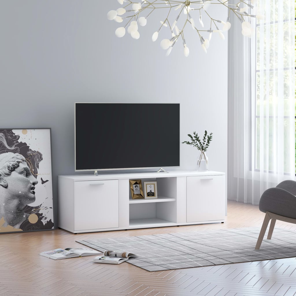 Modern Wooden TV Tele Stand Media Unit Cabinet With 2 Doors & Storage Shelf