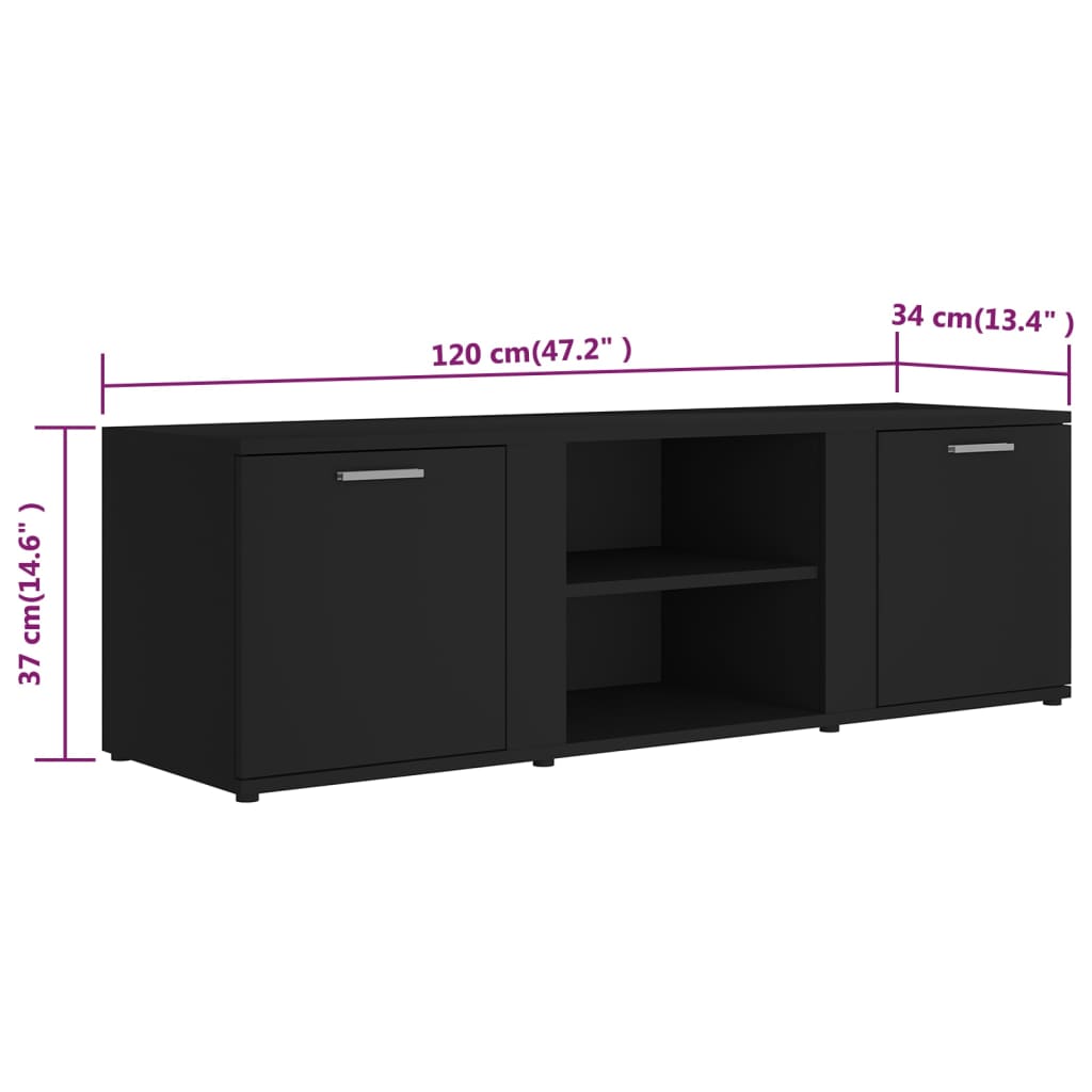 Modern Wooden TV Tele Stand Media Unit Cabinet With 2 Doors & Storage Shelf