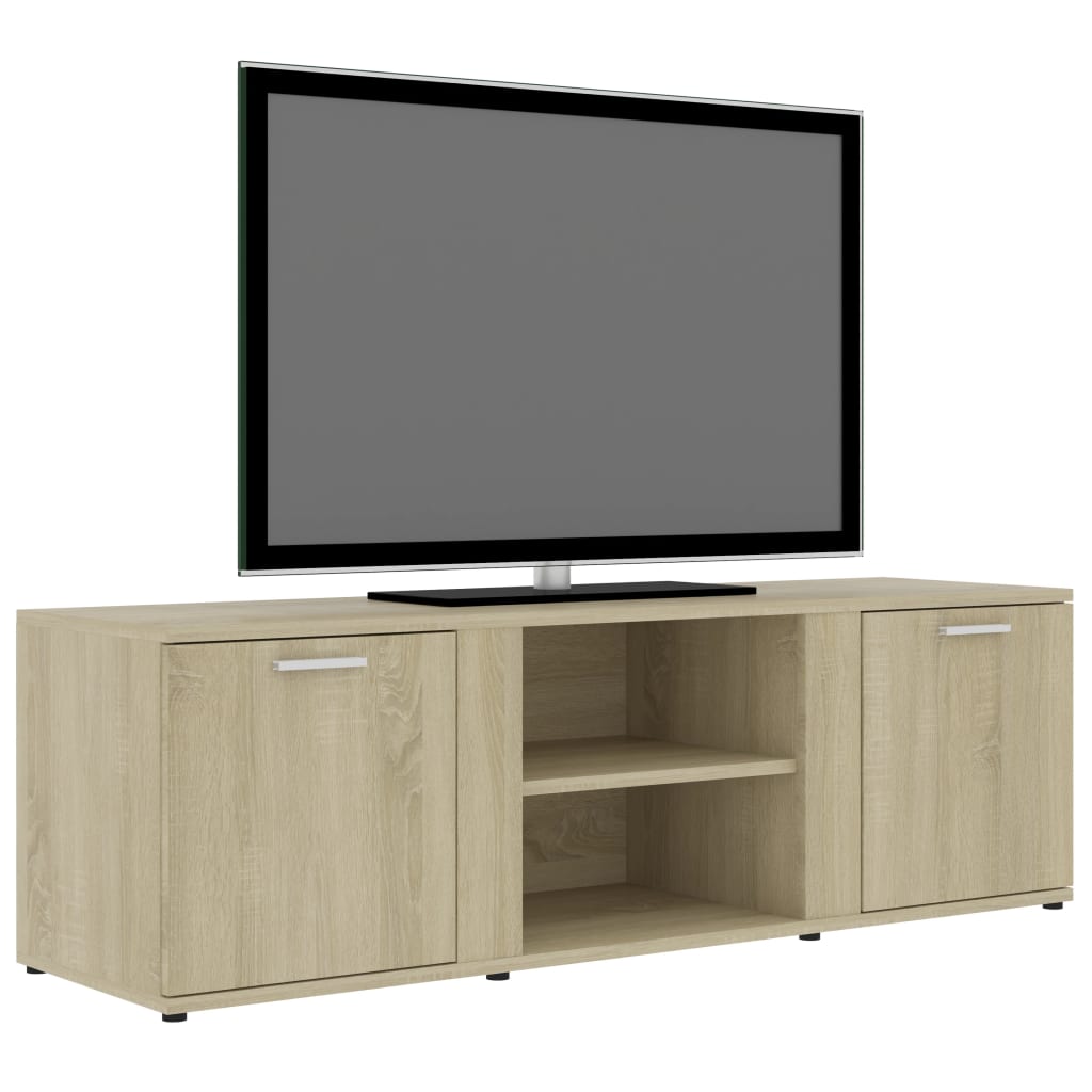 Modern Wooden TV Tele Stand Media Unit Cabinet With 2 Doors & Storage Shelf