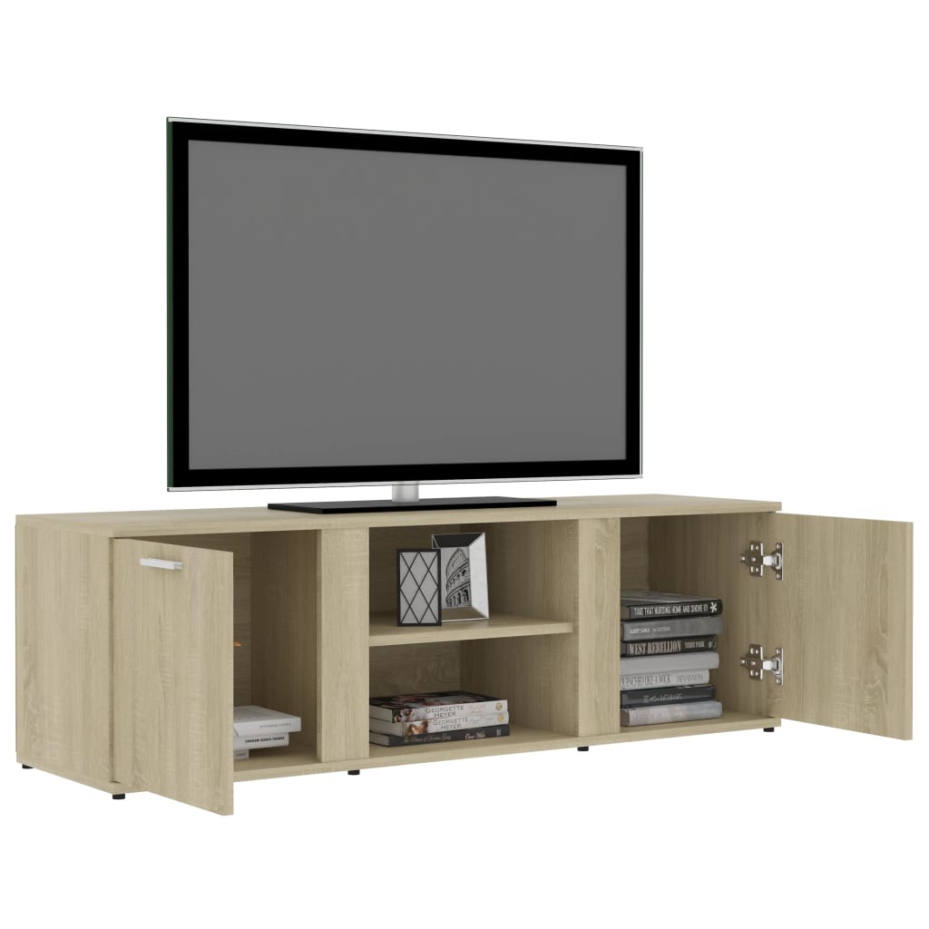 Modern Wooden TV Tele Stand Media Unit Cabinet With 2 Doors & Storage Shelf