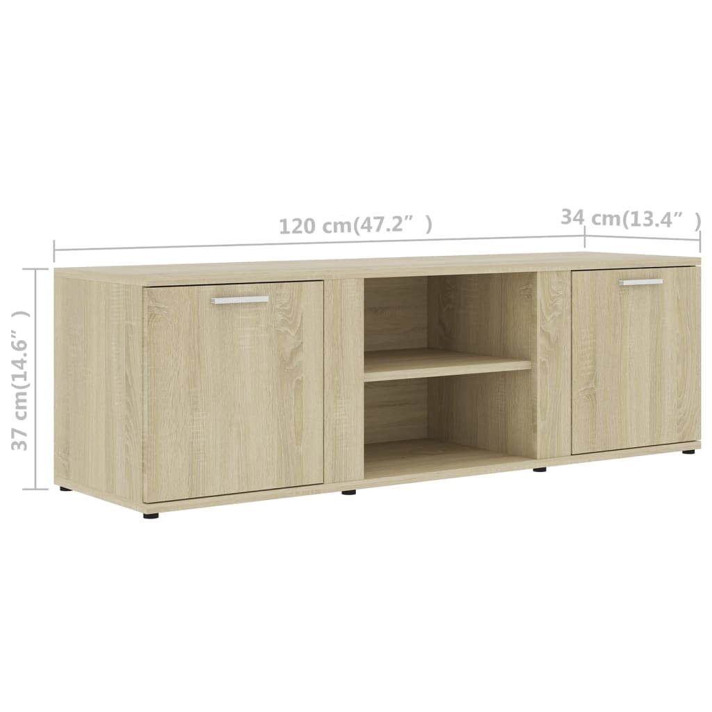 Modern Wooden TV Tele Stand Media Unit Cabinet With 2 Doors & Storage Shelf