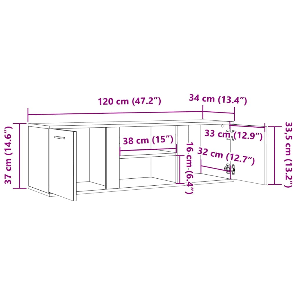 TV Cabinet Sonoma Oak 120x34x37 cm Engineered Wood