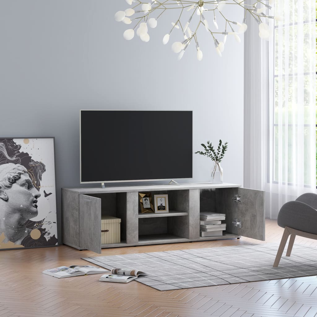 Modern Wooden TV Tele Stand Media Unit Cabinet With 2 Doors & Storage Shelf