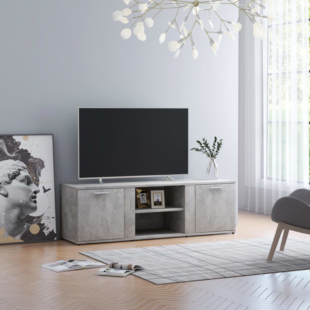 Modern Wooden TV Tele Stand Media Unit Cabinet With 2 Doors & Storage Shelf